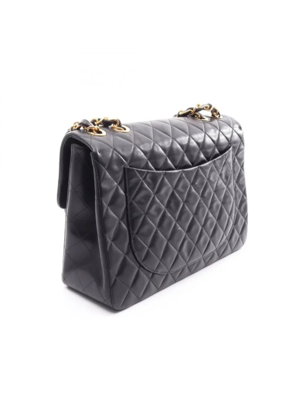 Chanel Shoulder Bag Deca Matelasse 34 Black Lambskin Chain
